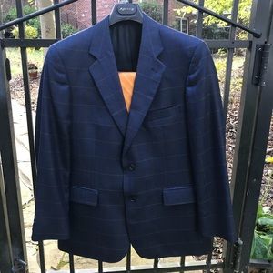 Private Label Navy Windowpane Sports Coat 42R